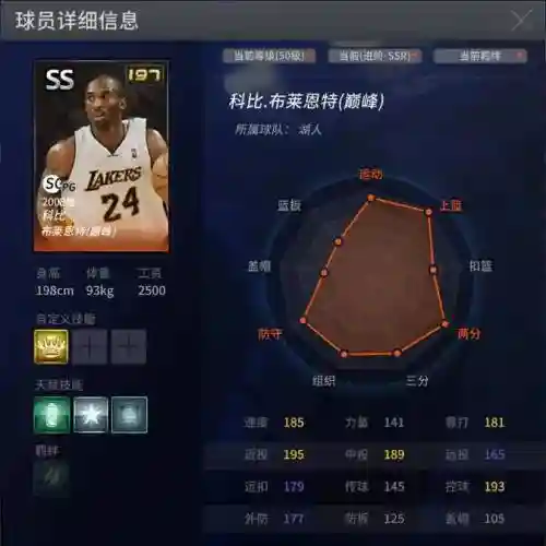 巅峰科比带什么技能插图