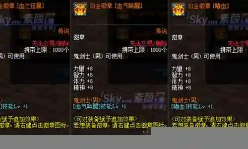 血气唤醒徽章打那装备