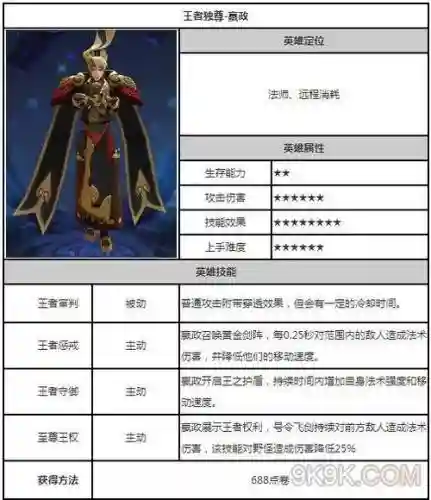 王者荣耀嬴政2技能多久