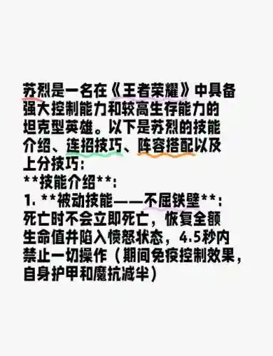 王者荣耀苏烈一技能叫什么，苏烈一技能怎么用